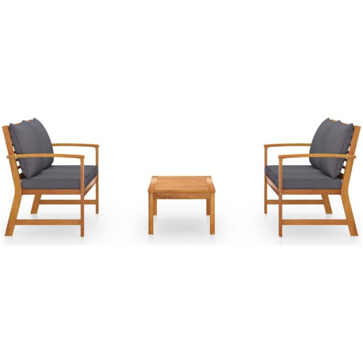 Loungegrupp med dynor 3 delar massivt akaciaträ vidaXL – bild 3