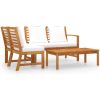 Loungegrupp med dynor 4 delar gräddvit massivt akaciaträ vidaXL – miniatyr 2