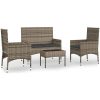 Loungegrupp med dynor 4 delar konstrotting grå vidaXL – miniatyr 2