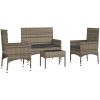 Loungegrupp med dynor 4 delar konstrotting grå vidaXL – miniatyr 3