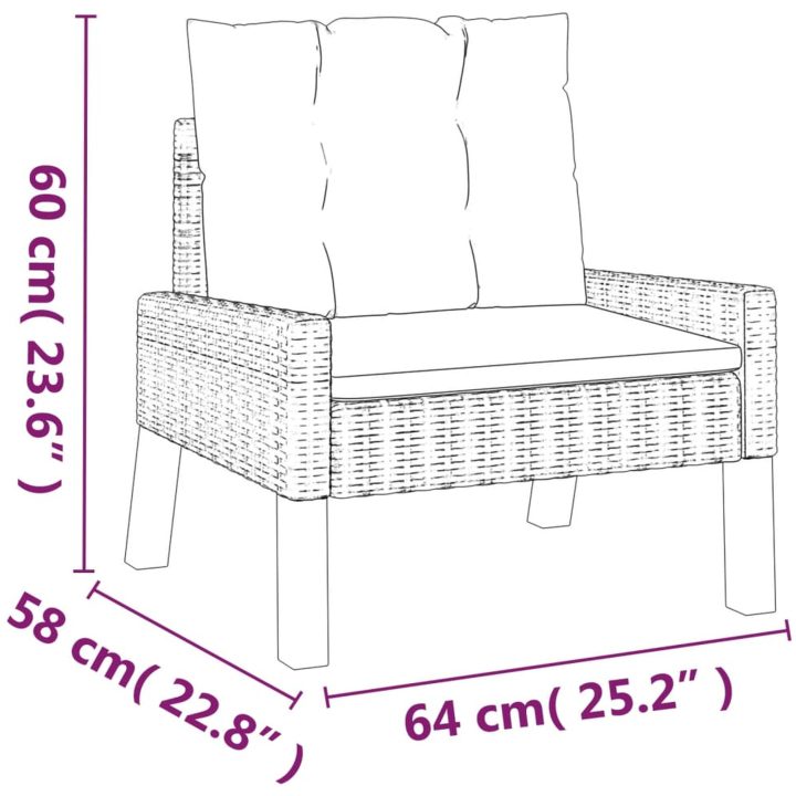 Loungegrupp med dynor 4 delar konstrotting och massivt trä vidaXL – bild 10