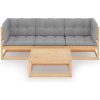 Loungegrupp med dynor 4 delar massiv furu vidaXL – miniatyr 2