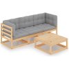 Loungegrupp med dynor 4 delar massiv furu vidaXL – miniatyr 1