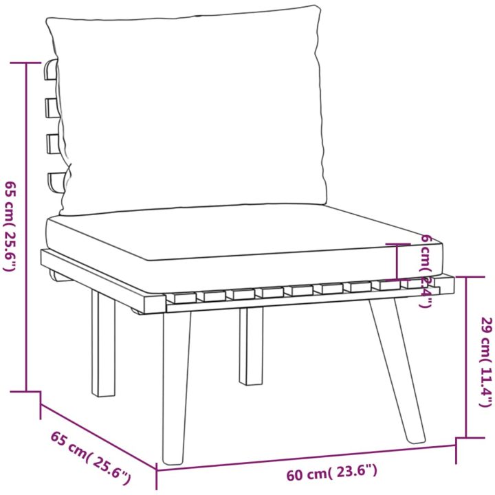 Loungegrupp med dynor 4 delar massivt akaciaträ vidaXL – bild 8