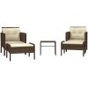 Loungegrupp med dynor 5 delar brun konstrotting vidaXL – miniatyr 2