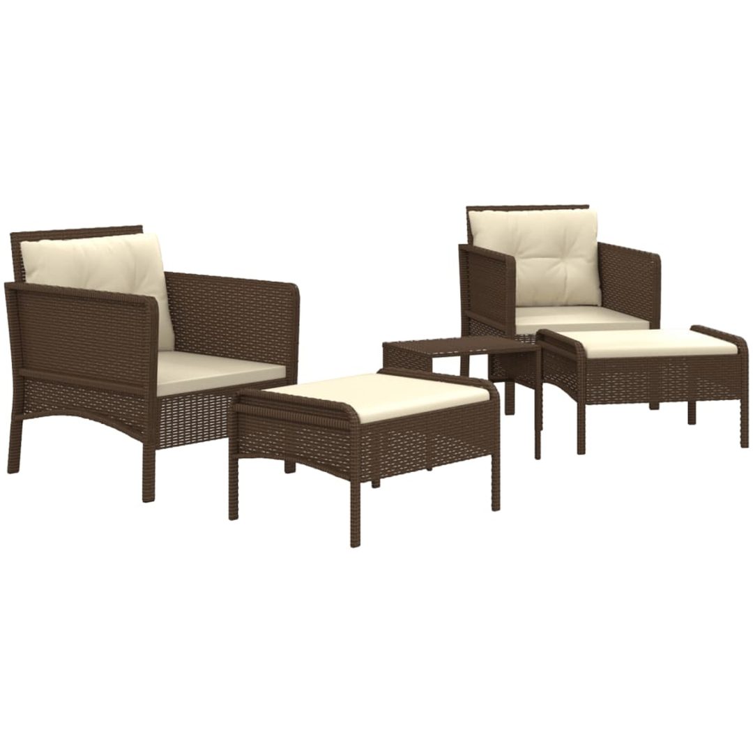 Loungegrupp med dynor 5 delar brun konstrotting vidaXL – bild 3