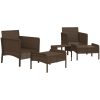Loungegrupp med dynor 5 delar brun konstrotting vidaXL – miniatyr 4
