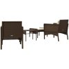 Loungegrupp med dynor 5 delar brun konstrotting vidaXL – miniatyr 6