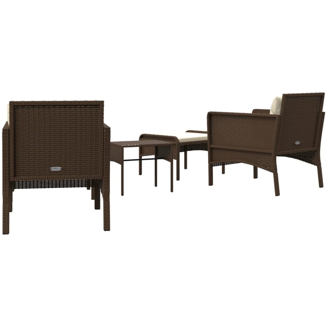 Loungegrupp med dynor 5 delar brun konstrotting vidaXL – bild 6