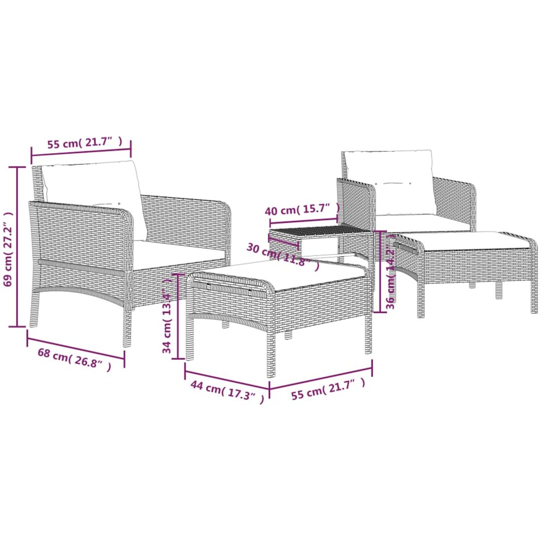 Loungegrupp med dynor 5 delar brun konstrotting vidaXL – bild 8
