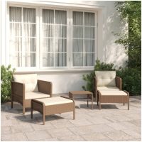 Loungegrupp med dynor 5 delar brun konstrotting vidaXL