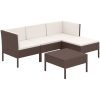 Loungegrupp med dynor 5 delar konstrotting brun vidaXL – miniatyr 2