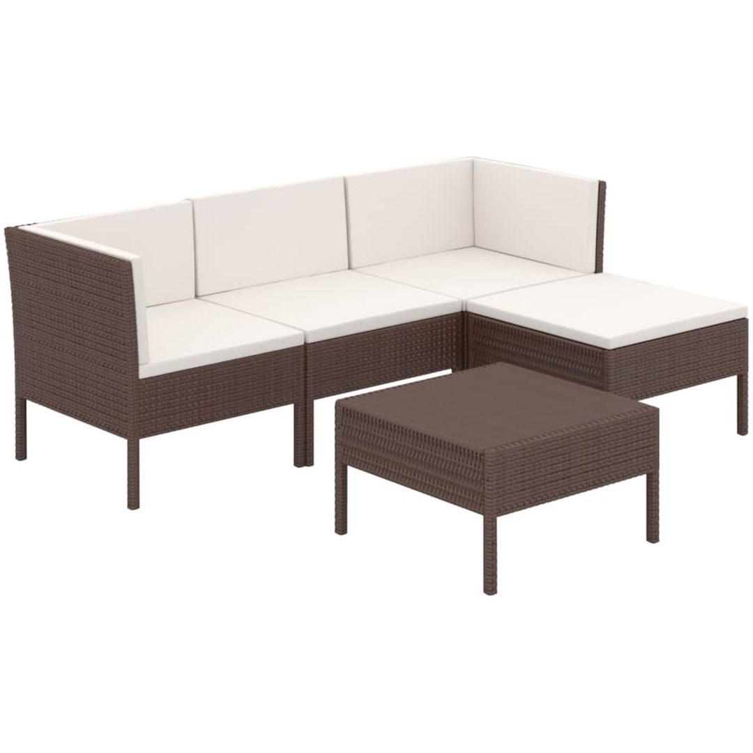 Loungegrupp med dynor 5 delar konstrotting brun vidaXL – bild 2