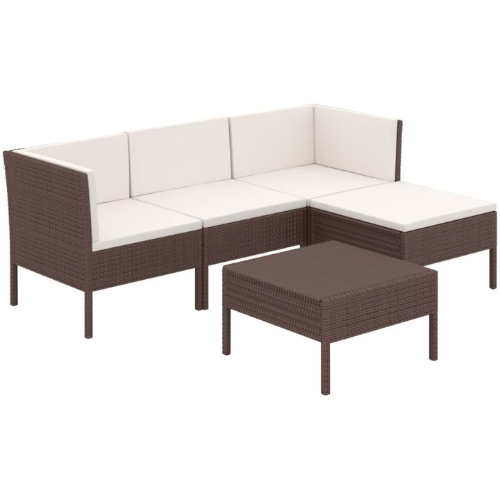 Loungegrupp med dynor 5 delar konstrotting brun vidaXL – bild 2