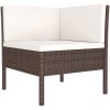 Loungegrupp med dynor 5 delar konstrotting brun vidaXL – miniatyr 3