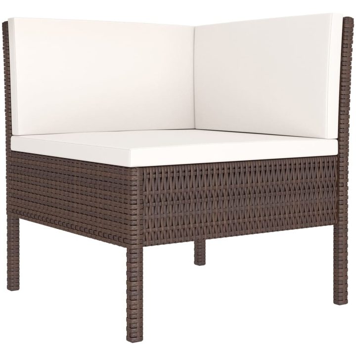 Loungegrupp med dynor 5 delar konstrotting brun vidaXL – bild 3