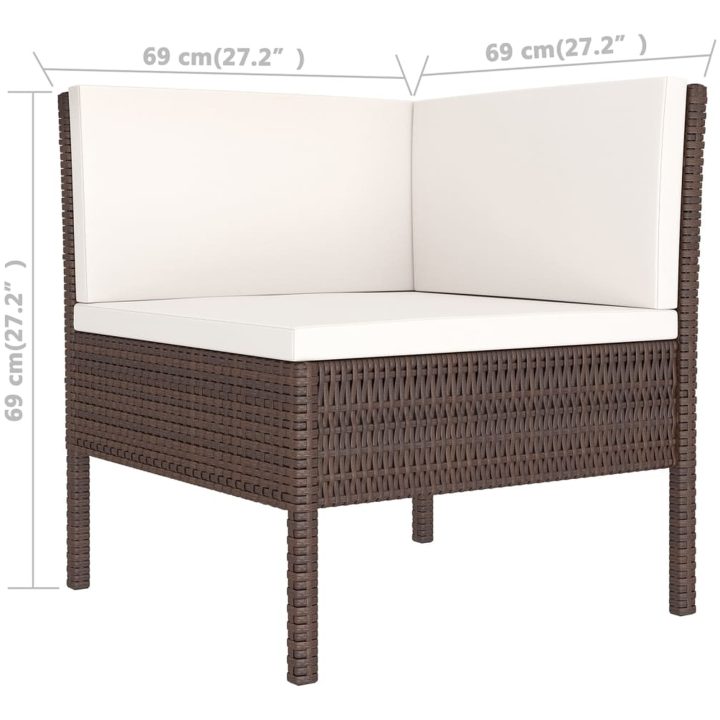 Loungegrupp med dynor 5 delar konstrotting brun vidaXL – bild 7