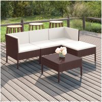 Loungegrupp med dynor 5 delar konstrotting brun vidaXL