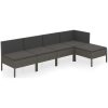 Loungegrupp med dynor 5 delar konstrotting grå vidaXL – miniatyr 2