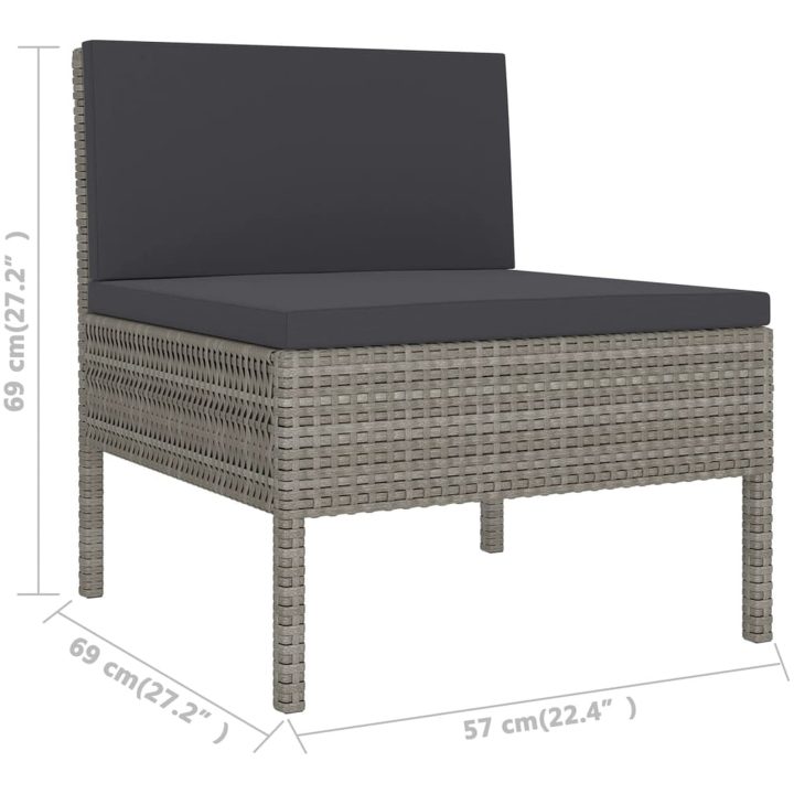 Loungegrupp med dynor 5 delar konstrotting grå vidaXL – bild 8