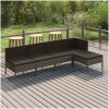 Loungegrupp med dynor 5 delar konstrotting grå vidaXL – miniatyr 1
