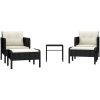 Loungegrupp med dynor 5 delar konstrotting svart vidaXL – miniatyr 2