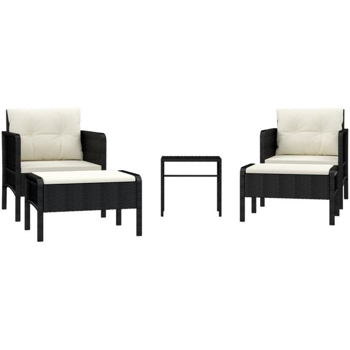 Loungegrupp med dynor 5 delar konstrotting svart vidaXL – bild 2