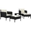 Loungegrupp med dynor 5 delar konstrotting svart vidaXL – miniatyr 3