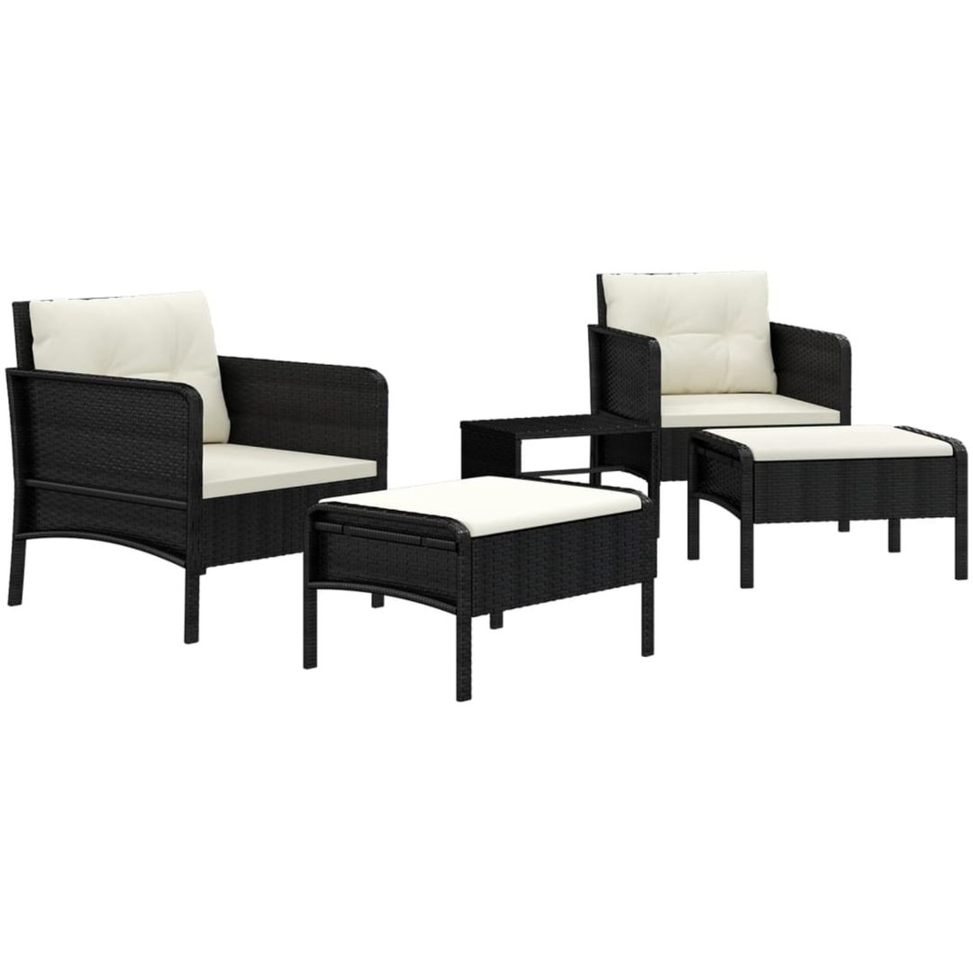 Loungegrupp med dynor 5 delar konstrotting svart vidaXL – bild 3