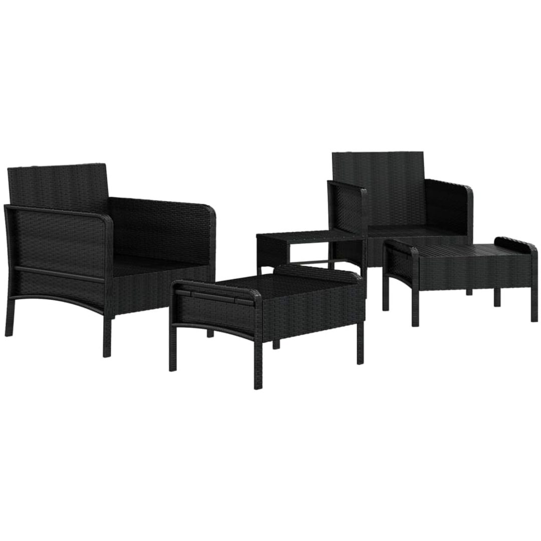 Loungegrupp med dynor 5 delar konstrotting svart vidaXL – bild 4