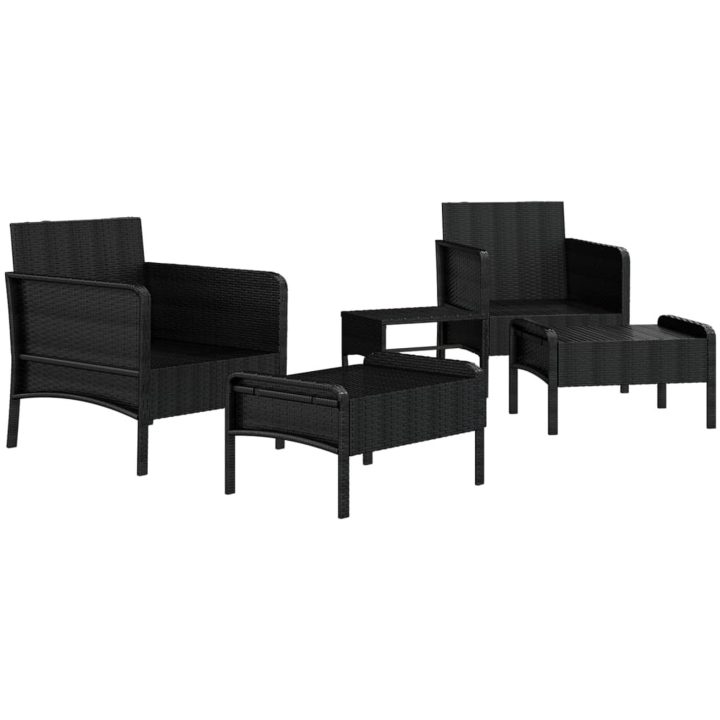 Loungegrupp med dynor 5 delar konstrotting svart vidaXL – bild 4