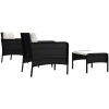 Loungegrupp med dynor 5 delar konstrotting svart vidaXL – miniatyr 5