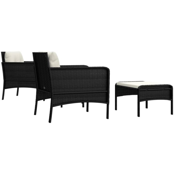Loungegrupp med dynor 5 delar konstrotting svart vidaXL – bild 5