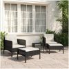 Loungegrupp med dynor 5 delar konstrotting svart vidaXL – miniatyr 1