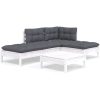 Loungegrupp med dynor 5 delar vit massiv furu vidaXL – miniatyr 2