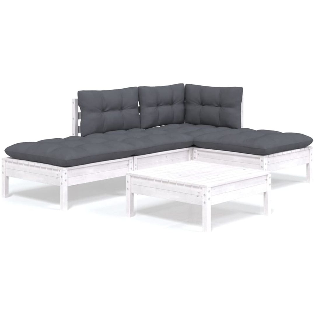 Loungegrupp med dynor 5 delar vit massiv furu vidaXL – bild 2