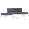 Loungegrupp med dynor 5 delar vit massiv furu vidaXL – miniatyr 3
