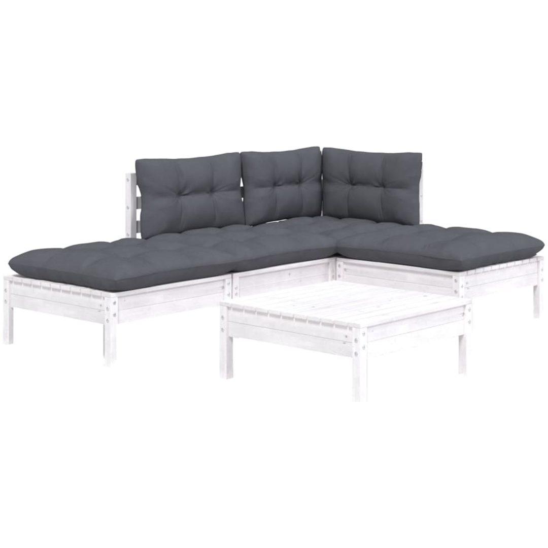 Loungegrupp med dynor 5 delar vit massiv furu vidaXL – bild 3