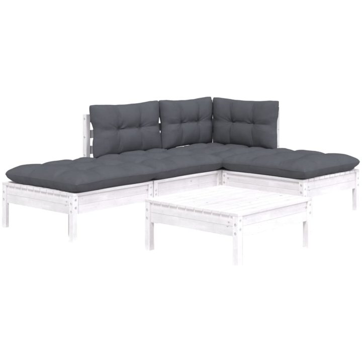 Loungegrupp med dynor 5 delar vit massiv furu vidaXL – bild 3