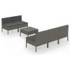 Loungegrupp med dynor 6 delar konstrotting grå vidaXL – miniatyr 2