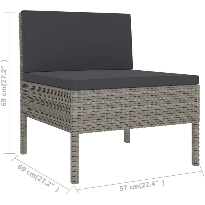 Loungegrupp med dynor 6 delar konstrotting grå vidaXL – bild 5