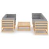 Loungegrupp med dynor 6 delar massiv furu vidaXL – miniatyr 2