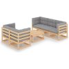 Loungegrupp med dynor 6 delar massiv furu vidaXL – miniatyr 1