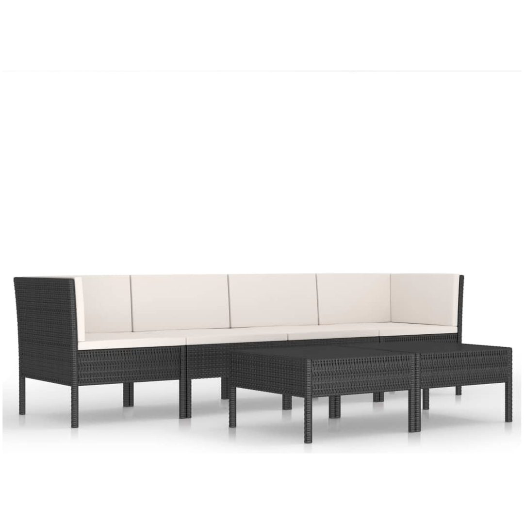Loungegrupp med dynor 6 delar svart konstrotting vidaXL – bild 2