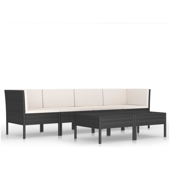 Loungegrupp med dynor 6 delar svart konstrotting vidaXL – bild 2