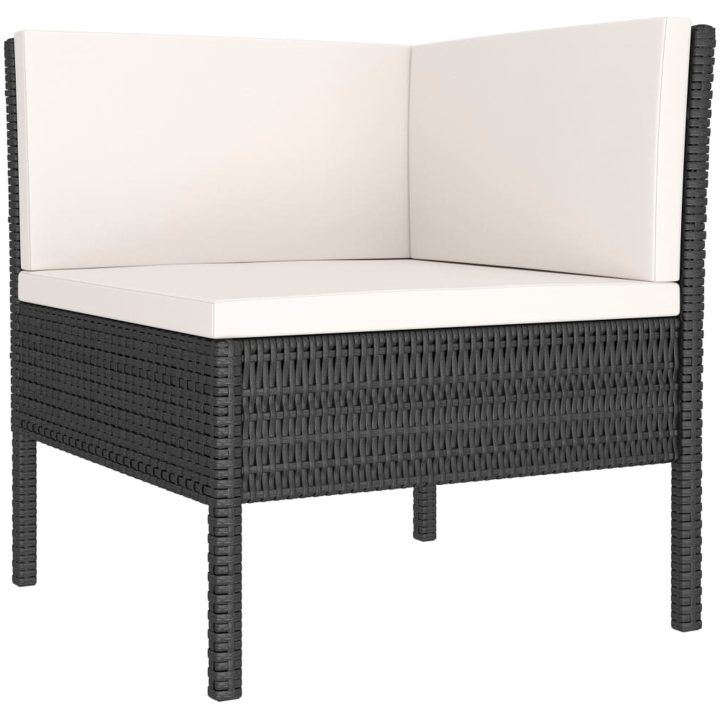 Loungegrupp med dynor 6 delar svart konstrotting vidaXL – bild 3