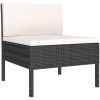 Loungegrupp med dynor 6 delar svart konstrotting vidaXL – miniatyr 4