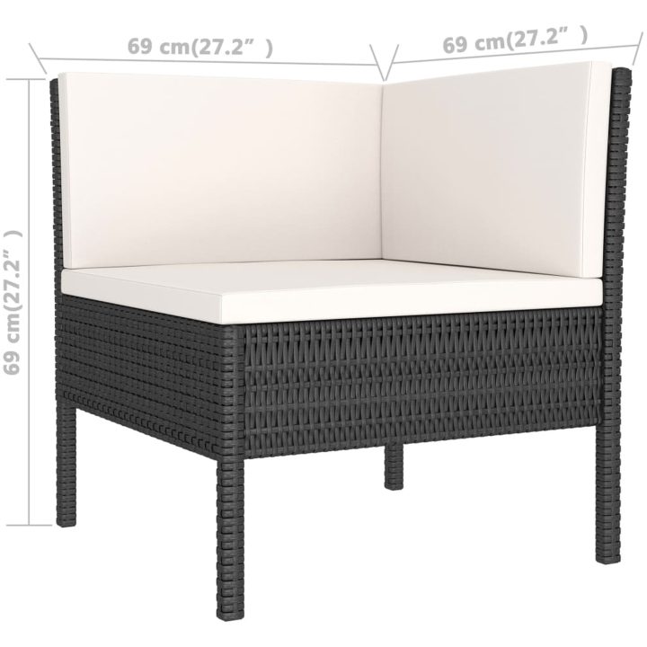 Loungegrupp med dynor 6 delar svart konstrotting vidaXL – bild 6