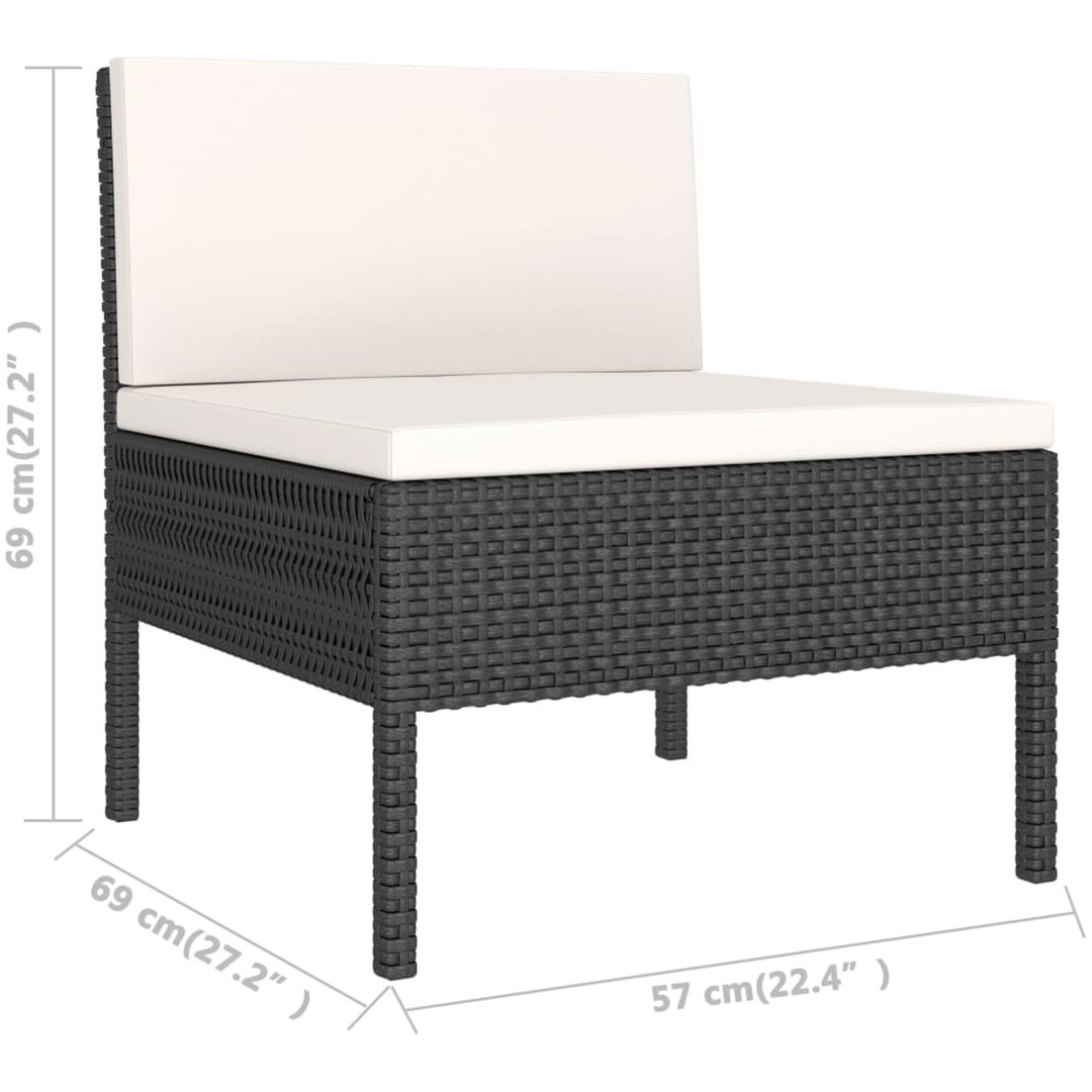 Loungegrupp med dynor 6 delar svart konstrotting vidaXL – bild 7