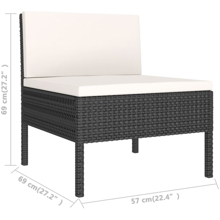 Loungegrupp med dynor 6 delar svart konstrotting vidaXL – bild 7